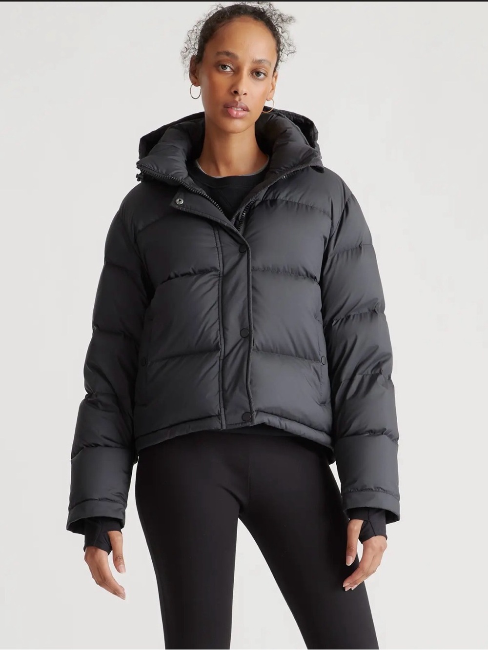 Quince Responsible Down Cropped Puffer Jacket  in Black Size Small 817